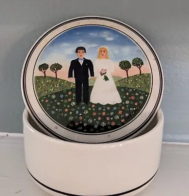 Wedding Bride Groom Trinket Box Villeroy & Boch Design Naif Luxembourg Retired • $12.49