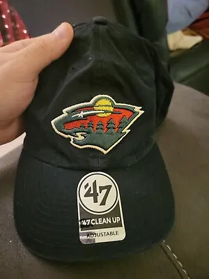  Minnesota Wild '47 Brand NHL Clean Up Adjustable Strapback Hat Dad Cap Black  • $25