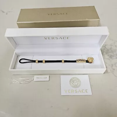 Authentic Men's Versace Black  MEDUSA BRAIDED LEATHER BRACELETRRP $420  • $193.02