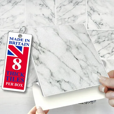 £12.99 • Buy Stick On Wall Tiles | Pack Of 8 Natural Marble 6  Self Adhesive Wall Tiles 