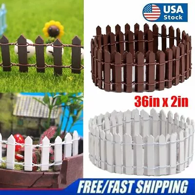 36in X 2in DIY Mini Small Fence Barrier Wooden Craft Miniature Fairy Garden New • $5.69