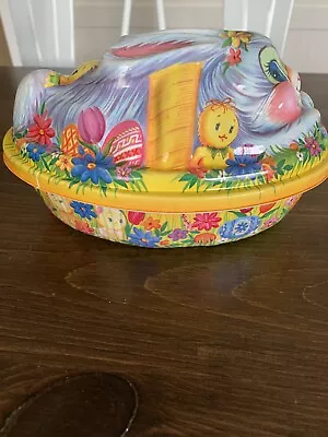 Vintage Plastic 3D Molded Container With Lid Easter Decor  Bunny In A Basket • $8