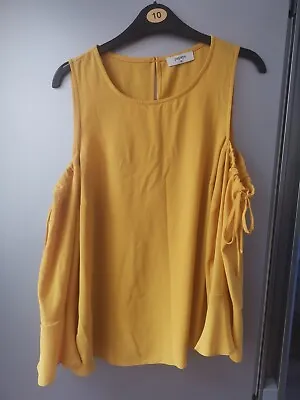 Size 10 Ladies Mustard Coloured Split Sleeve Top • £5