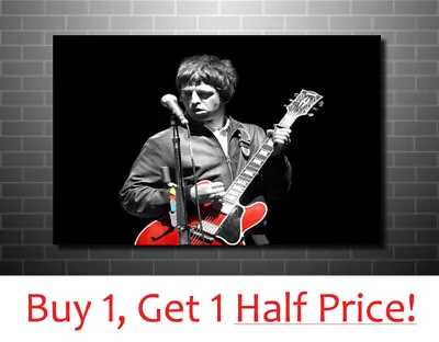 Noel Gallagher Red Guitar Canvas Wall Art Print - Framed Oasis Canvas • £49.99