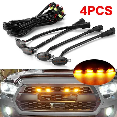 4X Front Grille Smoked Lens Amber LED Lamp Running Light For Ford F-150 Raptor • $21.33