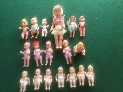 Vintage Dollhouse Celluloid & Vinyl Babies & Little Girls (18 Total). • $39