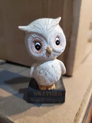 Vtg Enesco Owl On Books Weather Forecaster Porcelain 1975 Retro Decor 4” • $11.99