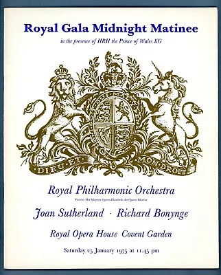 1975 Covent Garden Midnight Royal Gala Programme.  Joan Sutherland. • £3
