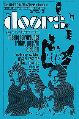 $24 • Buy Psychedelic:  The Doors At Fresno Fairgrounds Concert Poster 1968 LARGE 24x36
