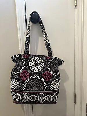 Vera Bradley Canterberry Magenta Purse Tote Bag (Black Violet White Gray) • $30