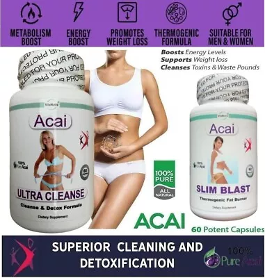 Acai Fat Burner & Detox Cleanse Weight Loss Slimming Tablets Bloating Keto Diet • £34.95