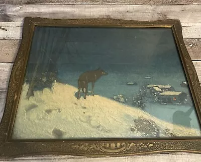 Vtg/Antique Wood Frame With Glass Litho Included • $5