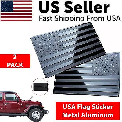 2PCS Metal USA Flag Sticker American Car Truck Decal Emblem Black • $5.95