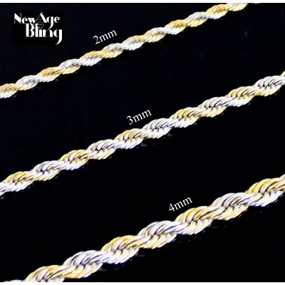 StainlessSteel Rope Chain Two Tone Plated 16 -30  Men Women Twist Necklace 2-4mm • $8.22