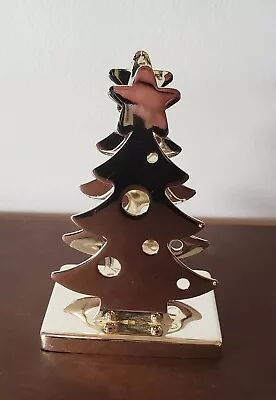 Silver Chrome Winter Christmas Tree Christmas Card Holder Paper Weight • $12.99