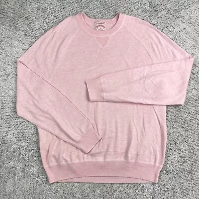 Brooks Brothers Sweater Men Large Pink Pullover Crew Neck Supima Patch Elbow EUC • $34.89