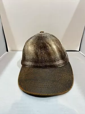 Vintage Wool 6 Panel Hunting Strapback Hat Leather Brim And Button • $25