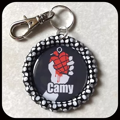 Personalized GREEN DAY Bottle Cap Pendant Name Zipper Pull Key Ring ID TAG  • $5