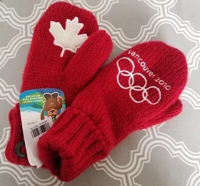 NWT Vancouver 2010 Winter Olympics Red Mittens Adult S/M Canada Hudson Bay • $18.23