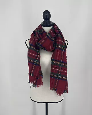 Merona Target Red Plaid Flannel Holiday Raw Edge Scarf • $9.99