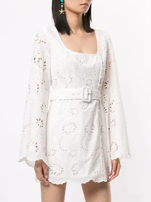 Alice McCall Obscurity Broderie Long Sleeve Mini Dress Size 10 White • $120