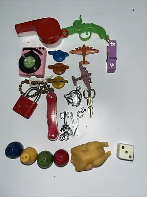 Vtg  Lot Of  19 Plastic Metal Cracker Jack Gumball Machine Toy Charms Prizes • $20