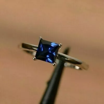 2Ct Princess Cut Lab Created Sapphire Engagement Ring 14K White Gold Plated • $169.99