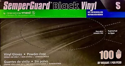 Semper Guard Small Powder Free Soft Black Vinyl Gloves 100 Ct # Vblk102 Usa • $12.99