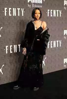 Designer FENTY X PUMA Women's $2690 Rihanna Black Cami Slip Dress Maxi Gown • $500.65