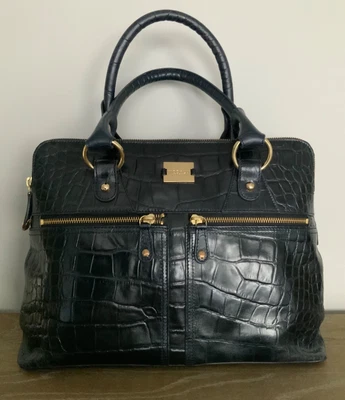 £87 • Buy Modalu Pippa Grab/Shoulder Mock Croc Leather Bag, Dark Navy