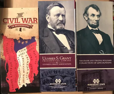 3 Vintage Mississippi Brochures Lincolniana Grant Pres Library Civil War In MS • $10