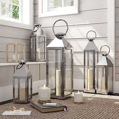 Stainless Steel Tower Lantern Garden Hanging Tealight Candle Holder Windproof • £20.99