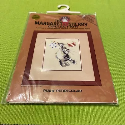 Margaret Sherry Collection Cross Stitch Kit “Purr-Pendicular” Cat Kitten 2003 • $35