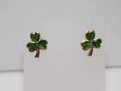 J280-vintage Pierced Earrings~clover~green~irish~st. Patricks~1/4  • $7