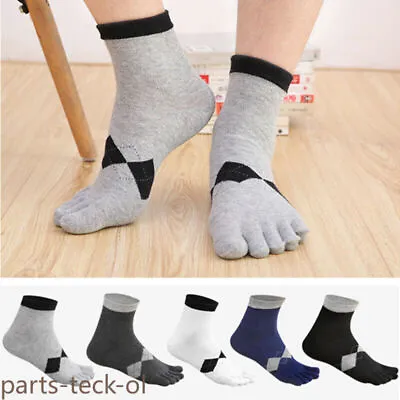 5Pairs Ankle Five Finger Toe Sport Athletic Men Cotton Casual Low Cut Socks 7-11 • $12.79