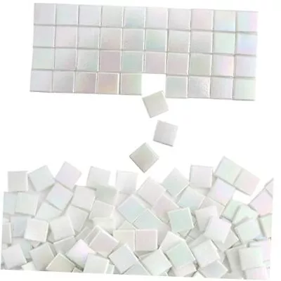 Glass Mosaic Tiles For Crafts Bulk 200g White Mosaic Glass Iridescent White • $17.03