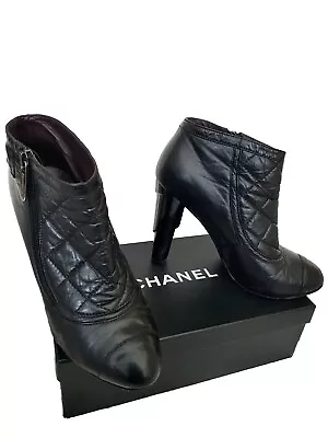 Chanel Authentic Lady's Ankle Boots Sz Eur39.5 UK 6 Or 5.5 • £174.99