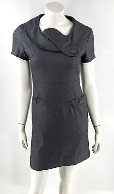 C Luce Sheath Dress Size Small Gray Round Folded Collar Front Pockets Womens • $20