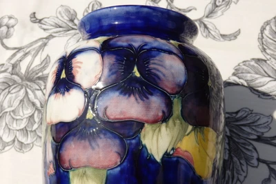 £475 • Buy A Large William Moorcroft Blue Ground * Pansy * Design Vase 26cm, 10 1/4  High
