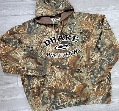 Drake Waterfowl Hoodie Sweatshirt Men Camo Performance Mossy Oak Bottomland Xl • $34.97