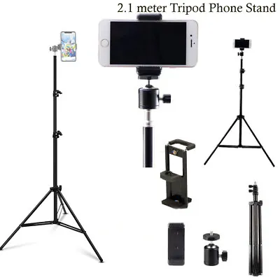 2 M Heigth Aluminum Selfie Tripod 1/4 Screw For Tablet IPad IPhone Ring Light • $26.99