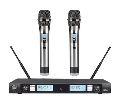  Professional Wireless Microphone System Dual UHF Band Handheld Karaoke Vocal • $179