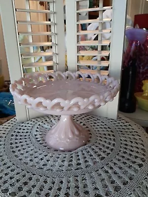 Vintage Fenton Pastel Pink Milk Reverse C Compote! EXCEPTIONAL & RARE BEAUTY!!A+ • $325