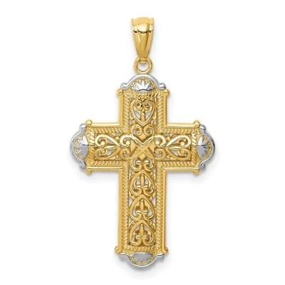 $219.99 • Buy 14k Yellow Gold Reversible Cross Charm Pendant