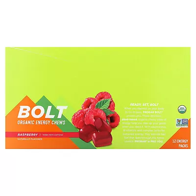 Bolt Organic Energy Chews Raspberry 12 Packs 2.1 Oz (60 G) Each • $30.44