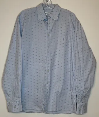 Yves Saint Laurent Shirt Size Large Light Blue Two Diamond Pattern Long Sleeve • £28.35
