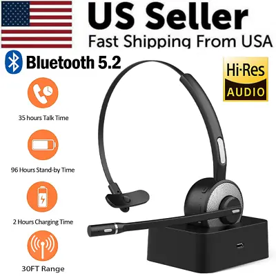 Trucker Bluetooth 5.2 Wireless Headset With Noise Cancelling Mic For Phones PC • $19.99