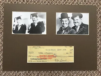 Stan Laurel  Hand Signed Cheque Dated 1928  Display Mounted Very Rare            • £529.99