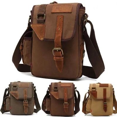 MessengerGenuine Leather Canvas Vintage Tool Travel Bag School Shoulder Leather • £21.99