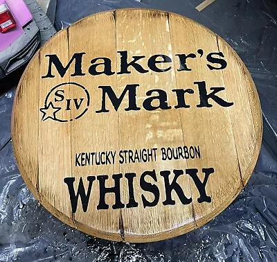 Authentic Bar Decor (Makers Mark) Bourbon Whiskey Barrel Lid Wood Wall Art • $100